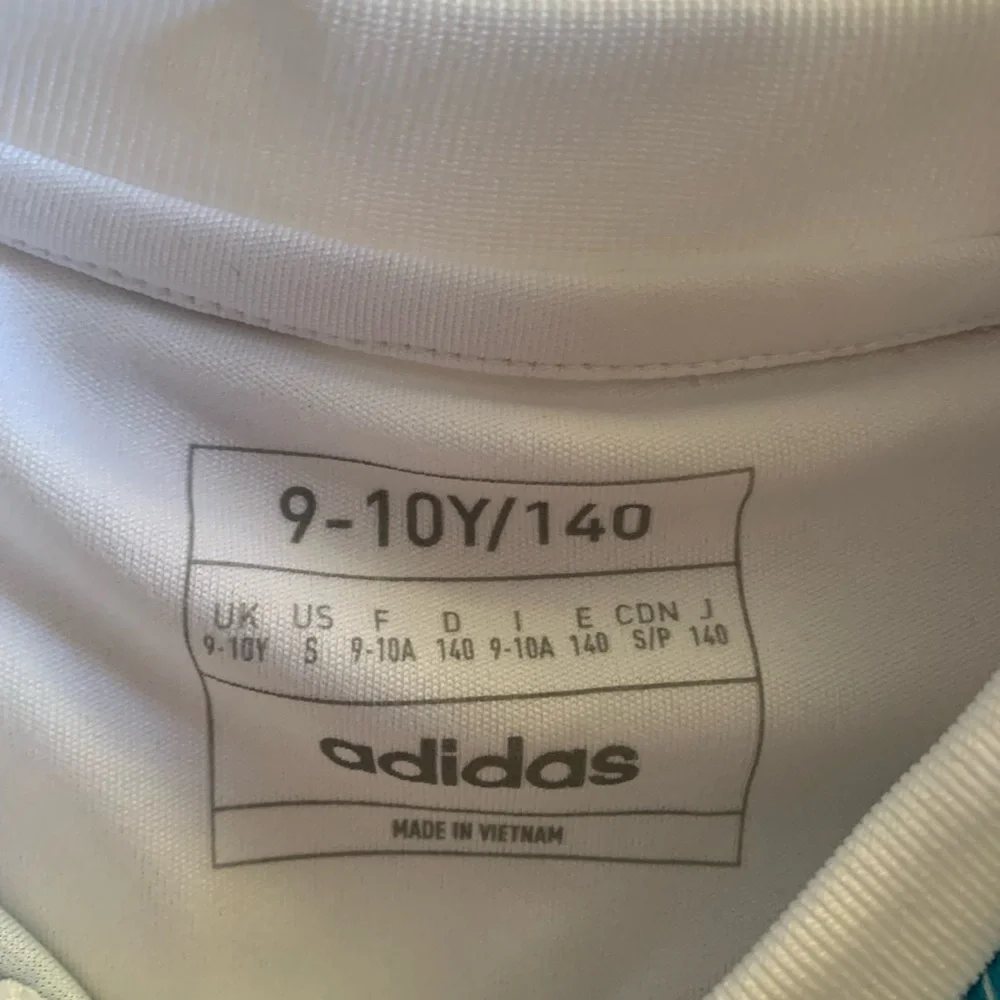 adidas Messi Argentina Logo Jersey Kids Unisex US 5 9-10Y White Teal Gold